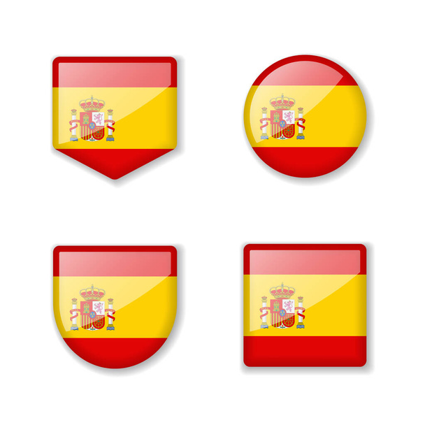 Flags of Spain - glossy collection. Set of vector illustrations - Vector, Image