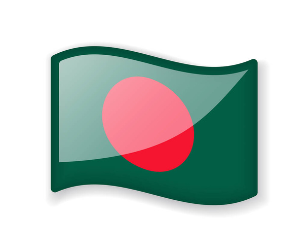 Bangladesh vlag - golvende vlag helder glanzend pictogram geïsoleerd op witte achtergrond - Vector, afbeelding