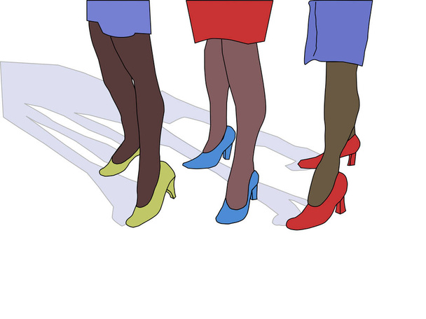  gyönyörű lábak a nők cipőben - Vektor, kép