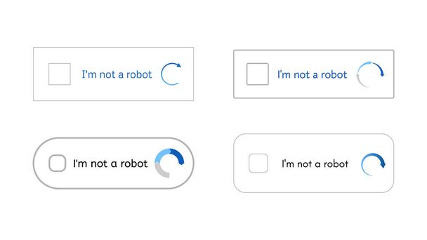 Набір шаблонів для введення captcha Я не робот. Захист веб-сайтів та безпека Інтернету. Векторна ілюстрація
 - Вектор, зображення