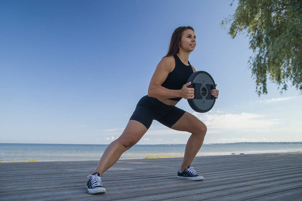 photo of young athletic woman with fitball - Fotoğraf, Görsel