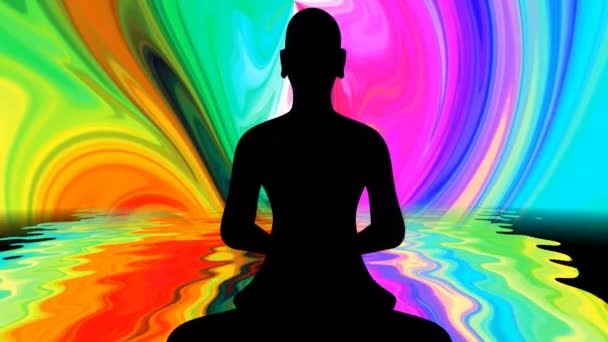 Буддійський чернець у медитаційній позі проти енергії - Кадри, відео