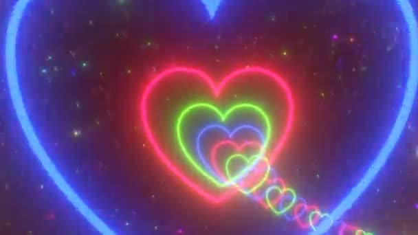 Sydämen muotoinen punainen ja vihreä joulun värit Trail of Lights tunneli - 4K Saumaton VJ Loop Motion Background Animaatio - Materiaali, video