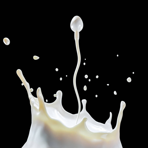 3D-Rendering von Sperma aus dickem weißen flüssigen Samen geplatzt - Foto, Bild