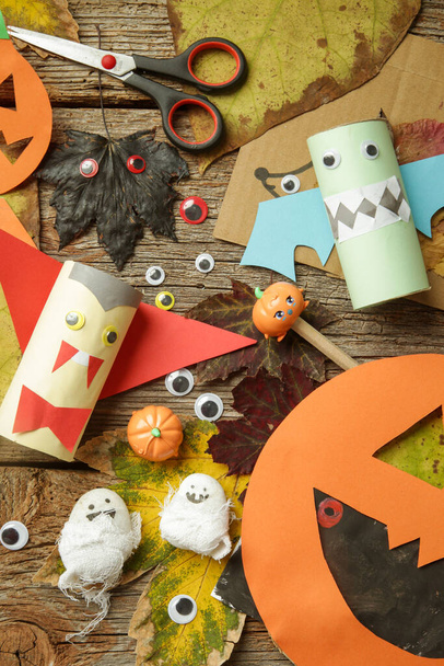 Various kids craft for Halloween decoration. - Photo, Image