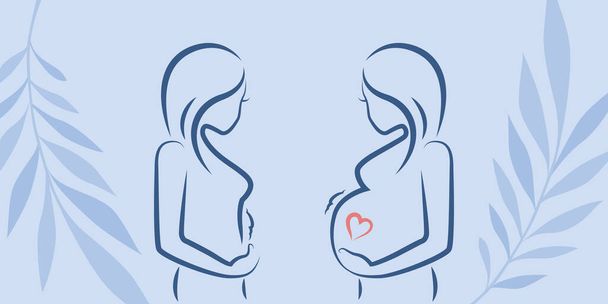pregnant and not pregnant woman baby belly vector illustration EPS10 - Vector, Image