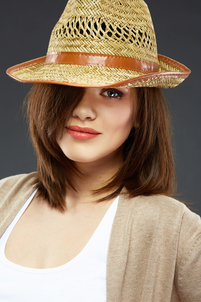 Woman posing with hat - 写真・画像