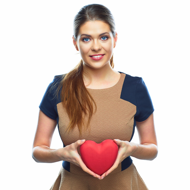 Smiling woman holds heart - Photo, Image
