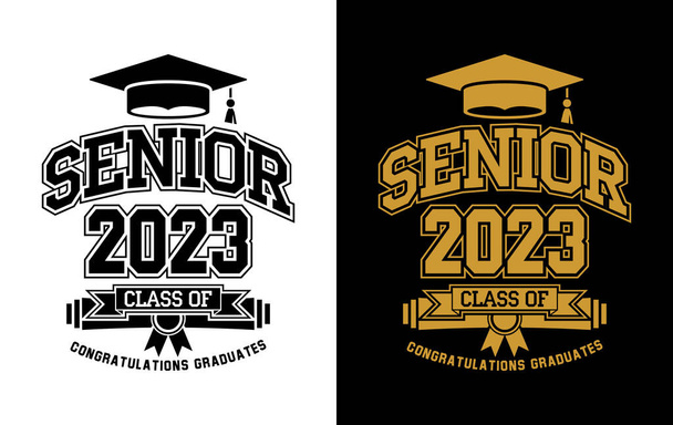 Lettering you did It, class of 2023. Text for design greeting, invitation card, congratulation event, T-shirt, party, high school or college graduate. Vector on transparent and black background - Vector, Image