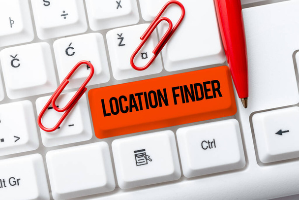 Inspiração mostrando sinal Localização FinderUm serviço caracterizado para encontrar o endereço de um lugar selecionado, Word for A serviço caracterizado para encontrar o endereço de um lugar selecionado - Foto, Imagem