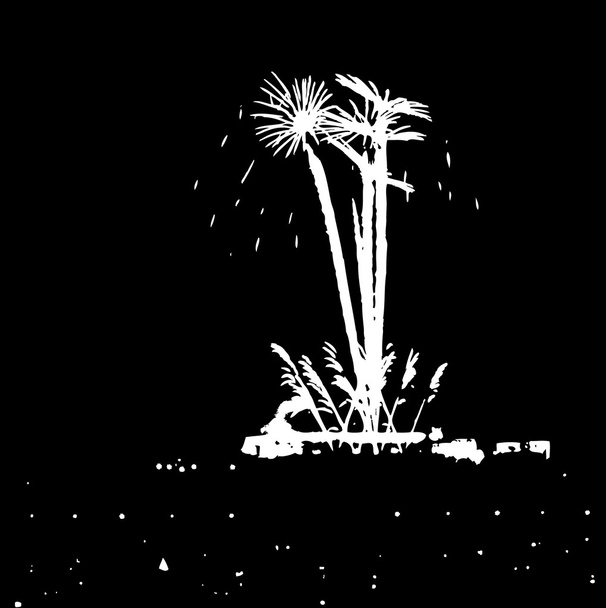 Фейерверк над черно-белым вектором города
 - Вектор,изображение