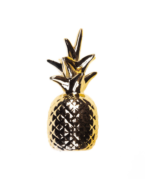 decorative golden pineapple isolated on white background - Photo, image