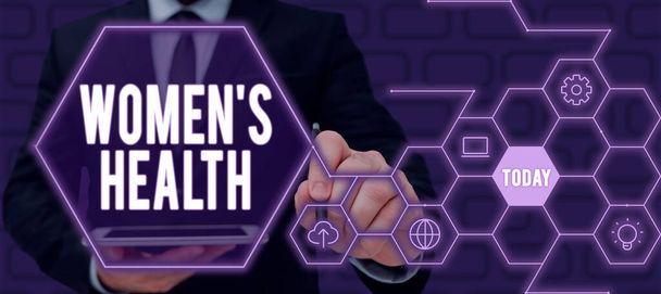Kavramsal manşet "Kadınların Sağlıklı Yaşamları Hastalıktan Kaçınan Sağlık, İş Dünyası Kadınları Hastalıktan Kaçınan Fiziksel Sağlık Sonuçları" - Fotoğraf, Görsel