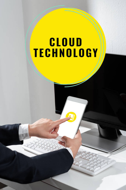 Texto que mostra inspiração Cloud Technologystorage e acesso a dados e programas através da Internet, vitrine de negócios armazenar e acessar dados e programas através da Internet - Foto, Imagem