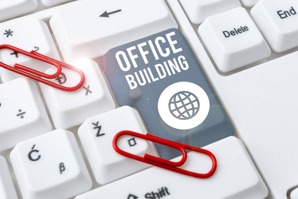 Käsitteellinen näyttö Office BuildingLiikekiinteistöjä käytetään kaupallisiin tarkoituksiin, Word Kirjoitettu liikerakennukset käytetään kaupallisiin tarkoituksiin - Valokuva, kuva