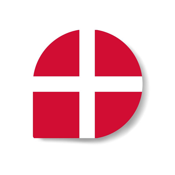 Δανία πτώση εικονίδιο σημαία με σκιά σε λευκό φόντο. - Φωτογραφία, εικόνα