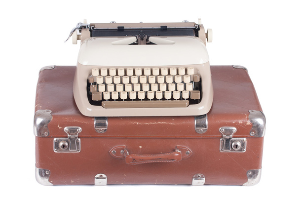 Old german type writer on an old suitcase  - Photo, Image