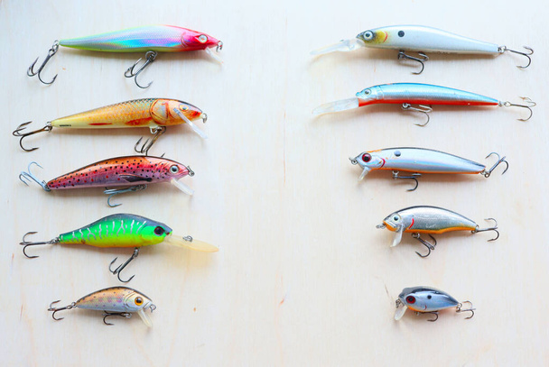 Set of fishing lures with triple hooks - Foto, imagen