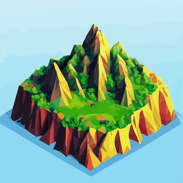 Low poly mountains landscape vector . Vector illustration - ベクター画像
