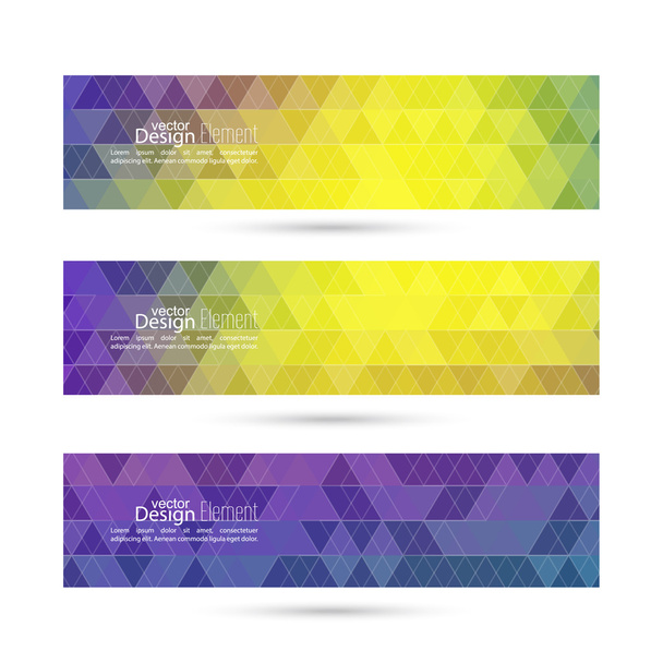 Set of vector banners with triangles and polygon mesh. - Wektor, obraz