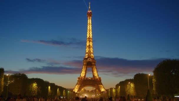 Vista notturna della Torre Eiffel. Filmati 4k di alta qualità - Filmati, video