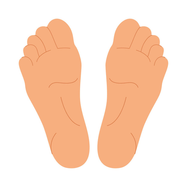 あなたのデザインのための平らな足。白い背景に隔離された足のシンプルなシルエット。整形外科、小児科、鍼治療、サイズ表テンプレート。人々の足のベクトル図. - ベクター画像
