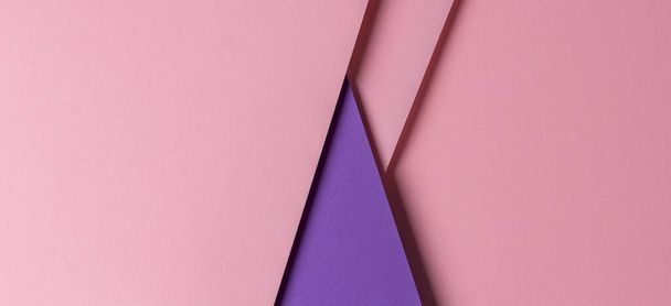 Abstract creative geometric pastel pink and purple violet paper background. Top view, flat lay, copy space - Фото, зображення