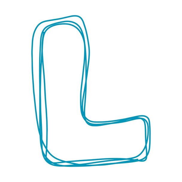 Alfabeto L letra dibujado a mano esquema trazo dibujo ilustración elemento arte para la educación - Vector, imagen