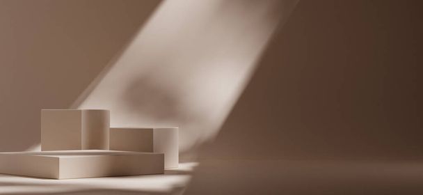 3D vykreslení bílého pokoje s pódiem a oknem - Fotografie, Obrázek
