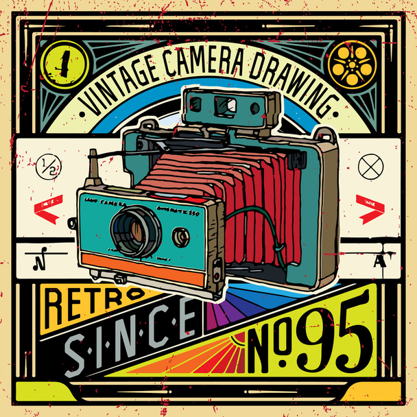 Drawing camera poster - Vector, afbeelding