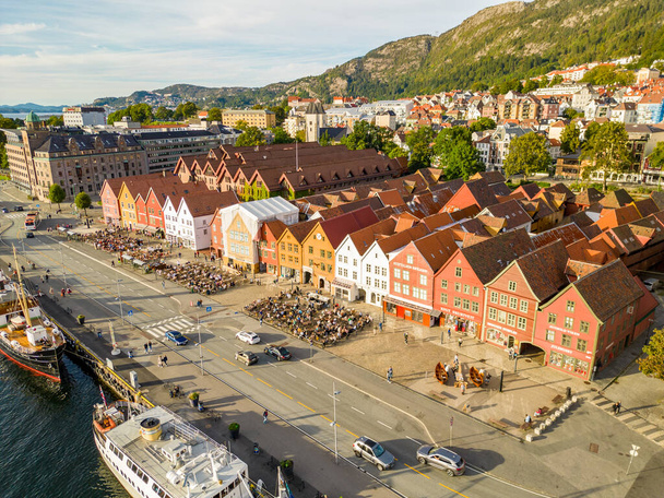 Luchtfoto drone Bergen Noorwegen - Foto, afbeelding
