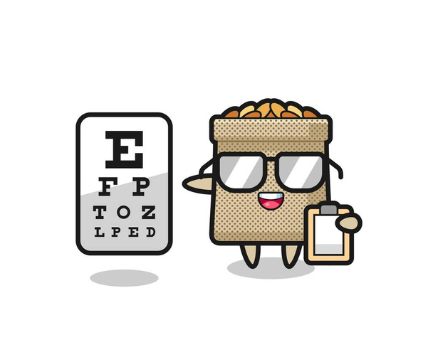 Illustration of wheat sack mascot as an ophthalmology , cute design - Vector, Image