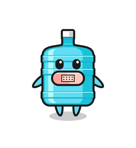 Cartoon Illustration of gallon water bottle with tape on mouth , cute design - Vector, Image