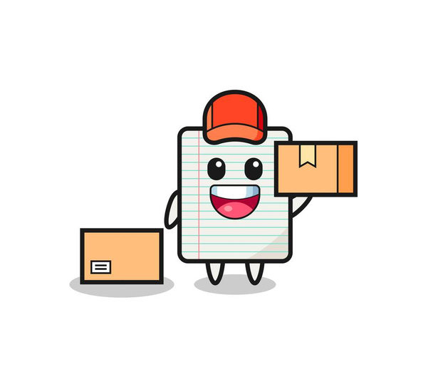 Mascot Illustration of paper as a courier , cute design - Vector, Image
