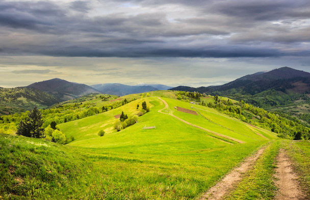 fence on hillside meadow in mountain - Fotó, kép