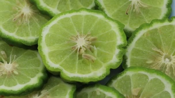 clips video kaffir lime slice herbal medication local flora of asia arrangement flat lay style - Footage, Video
