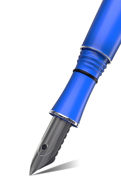 Синя ручка фонтану на білому тлі
 - Фото, зображення