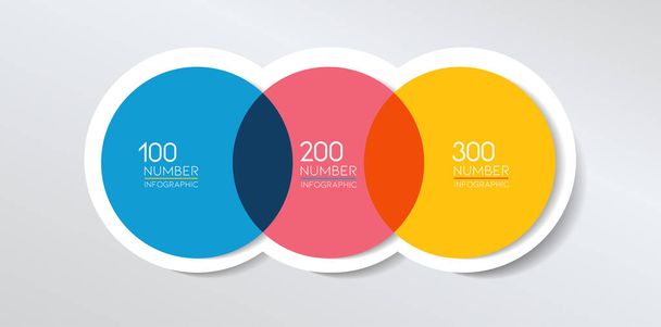 3 elements scheme, diagram. Three connected circles. Infographic template. - Vector, imagen