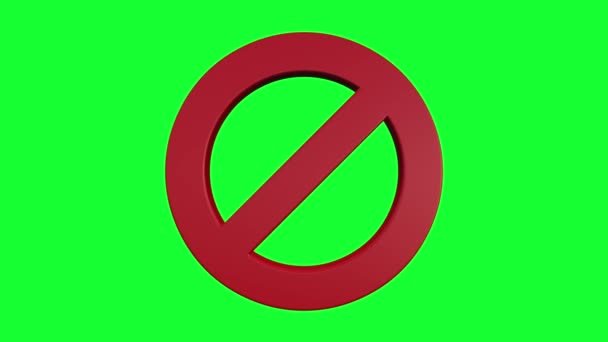 Tela verde vídeo 3d ícone de proibição com látex cor vermelha material - Filmagem, Vídeo