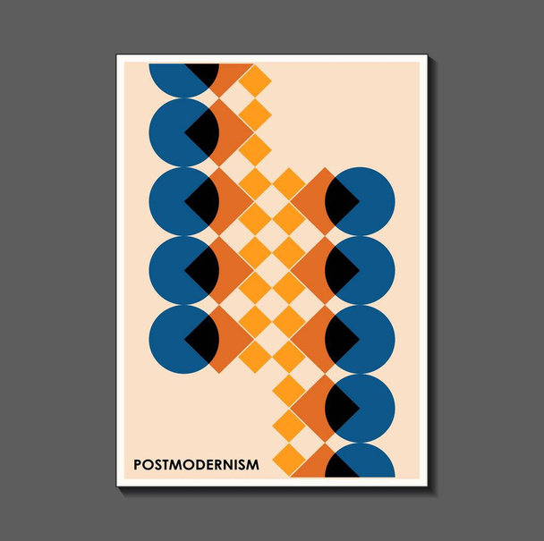 Moda, post modern Bauhaus 'tan esinlenilmiş retro poster. İç tasarım, arkaplan, poster tasarımı, derginin ilk sayfası, yüksek teknoloji baskı, kapak için kullanışlı - Vektör, Görsel