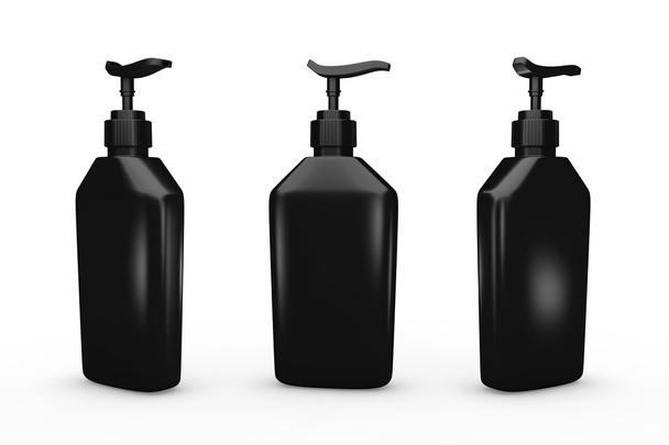Botella negra con bomba dispensadora, camino de recorte incluido
 - Foto, imagen