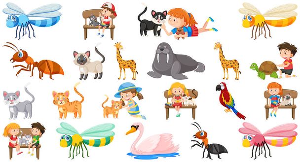 Набір різних диких тварин в ілюстрації мультиплікаційного стилю
 - Вектор, зображення