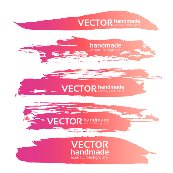 Abstract realistic smears pink gouache paint set on white paper - Vector, Image