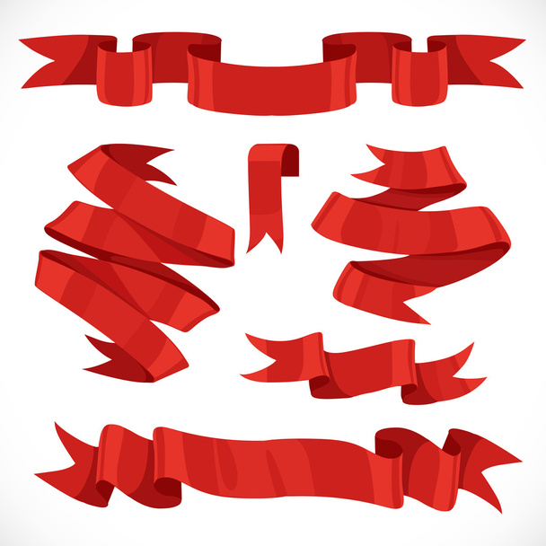 Σύνολο διάνυσμα γιορτινό κόκκινο κορδέλες διάφορες μορφές για διακόσμηση μου - Διάνυσμα, εικόνα