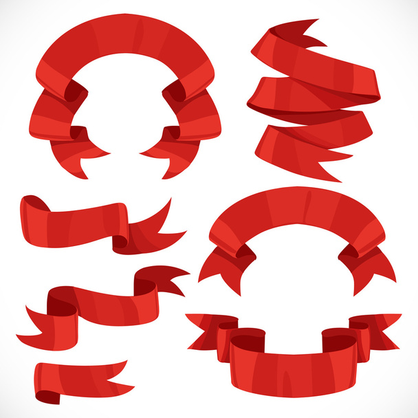 Set of vector festive red ribbons various forms for decoration i - Vector, Image