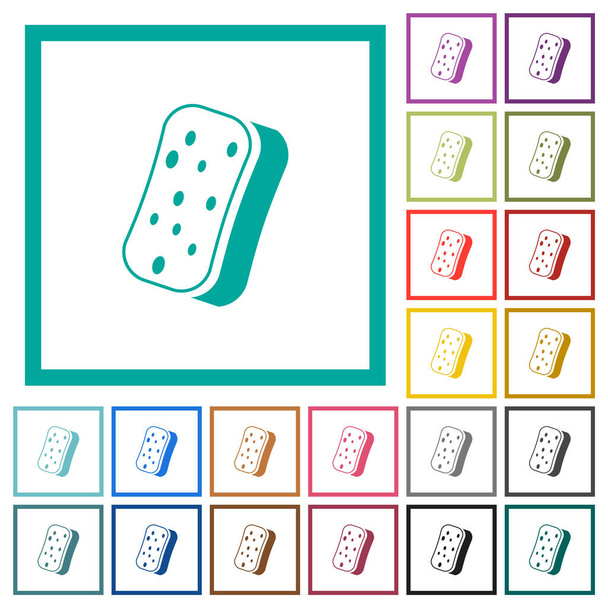 Πλυντήρια πιάτων επίπεδου χρώματος εικονίδια με πλαίσια τεταρτημορίου σε λευκό φόντο - Διάνυσμα, εικόνα