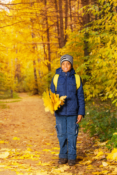 Cute African boy with leaves bunch - 写真・画像