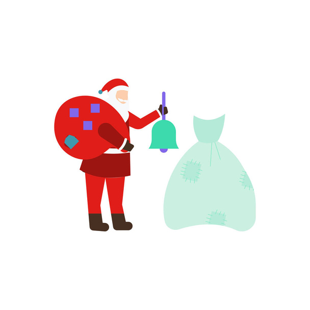 Santa lleva una bolsa de regalo sobre su hombro. - Vector, Imagen