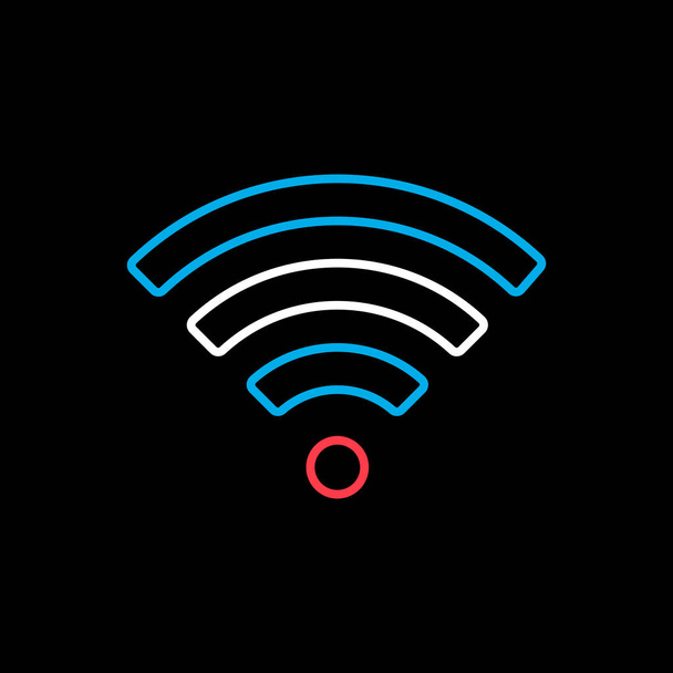 Wi Fi wireless network flat vector isolated on black background icon. Graph symbol for telecommunication web site and apps design, logo, app, UI - Vector, Image