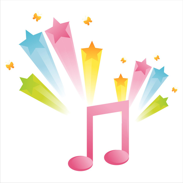 Musical note with star splash - Vector, Image